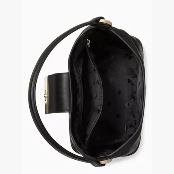 NWT Kate Spade Reegan Bucket Bag Smooth Leather - Black/Gold $459 Retail - Picture 3 of 12
